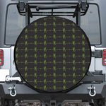 Green Heartbeat Pattern Print Leather Spare Tire Cover