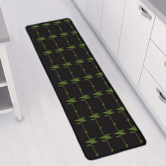 Green Heartbeat Pattern Print Long Kitchen Mat