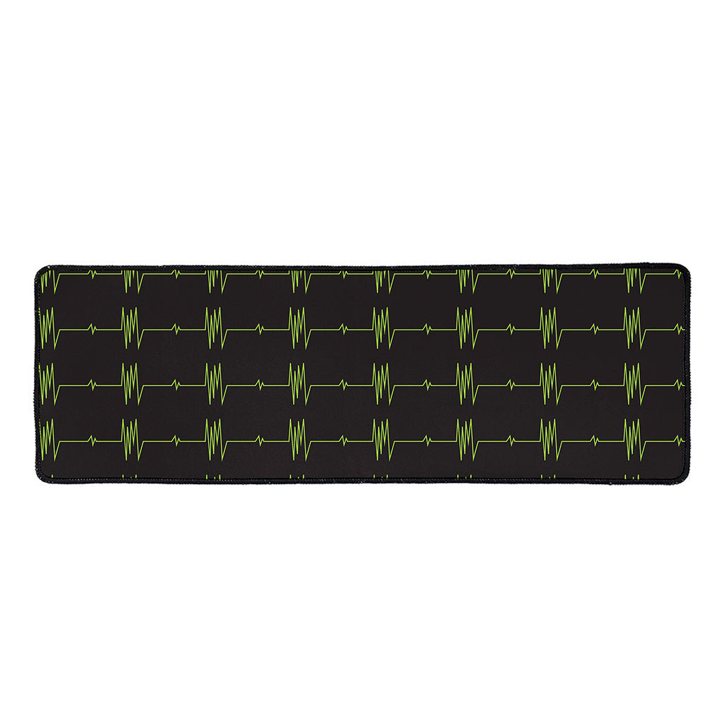 Green Heartbeat Pattern Print Long Kitchen Mat