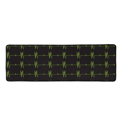 Green Heartbeat Pattern Print Long Kitchen Mat