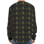 Green Heartbeat Pattern Print Long Sleeve Baseball Jersey