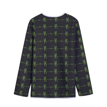 Green Heartbeat Pattern Print Long Sleeve Short Coat