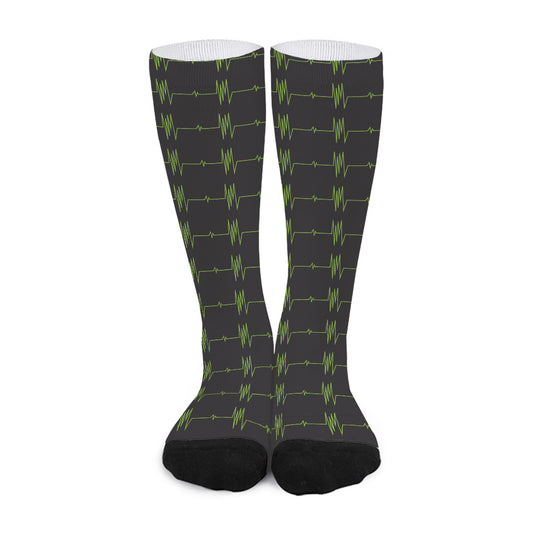 Green Heartbeat Pattern Print Long Socks