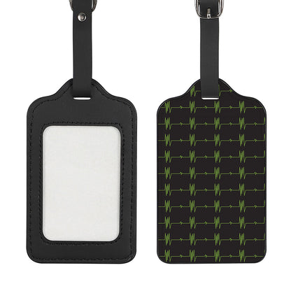 Green Heartbeat Pattern Print Luggage Tag