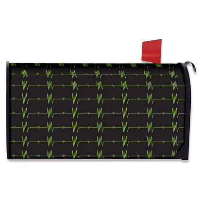 Green Heartbeat Pattern Print Mailbox Cover