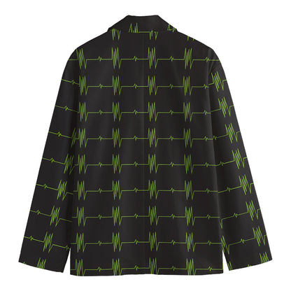 Green Heartbeat Pattern Print Men's Blazer