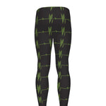 Green Heartbeat Pattern Print Men's leggings