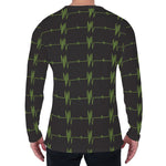 Green Heartbeat Pattern Print Men's Long Sleeve T-Shirt