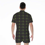 Green Heartbeat Pattern Print Men's Rompers