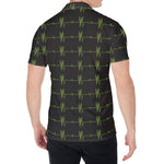 Green Heartbeat Pattern Print Men's Shirt