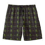 Green Heartbeat Pattern Print Men's Swim Trunks