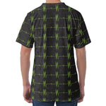 Green Heartbeat Pattern Print Men's Velvet T-Shirt