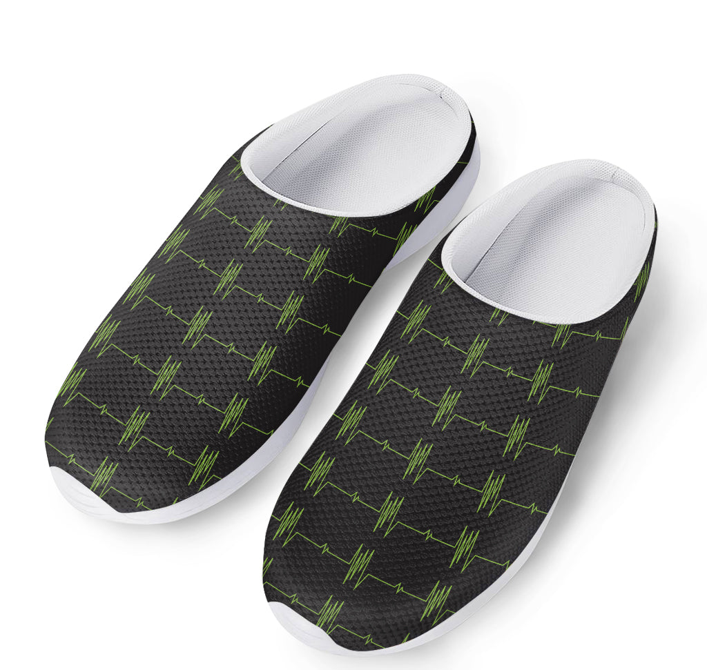 Green Heartbeat Pattern Print Mesh Casual Shoes