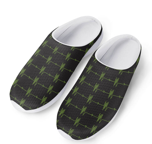 Green Heartbeat Pattern Print Mesh Casual Shoes