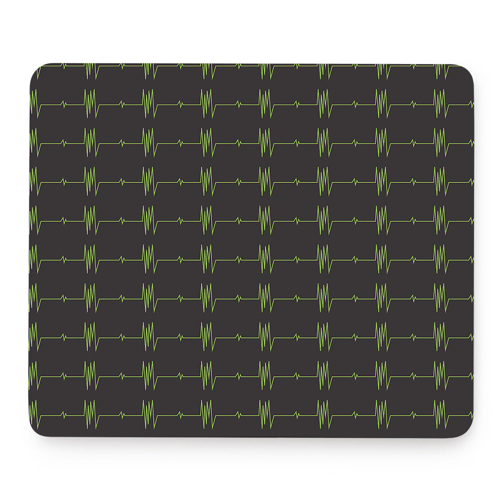 Green Heartbeat Pattern Print Mouse Pad