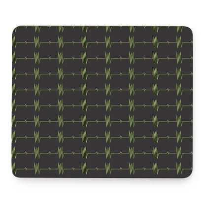 Green Heartbeat Pattern Print Mouse Pad