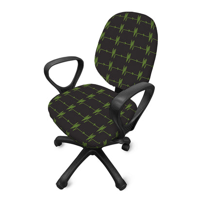 Green Heartbeat Pattern Print Office Chair Cover
