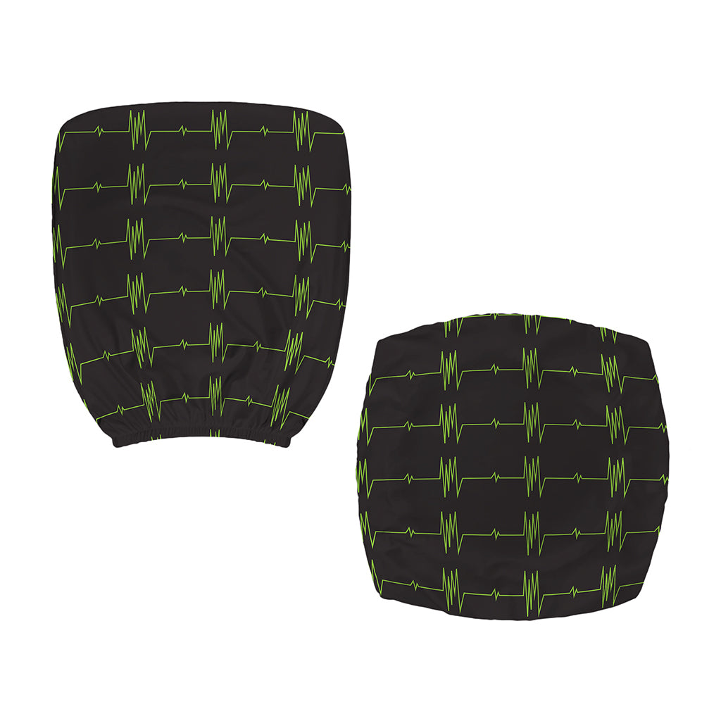 Green Heartbeat Pattern Print Office Chair Cover