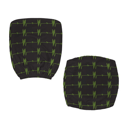 Green Heartbeat Pattern Print Office Chair Cover
