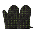Green Heartbeat Pattern Print Oven Mitts