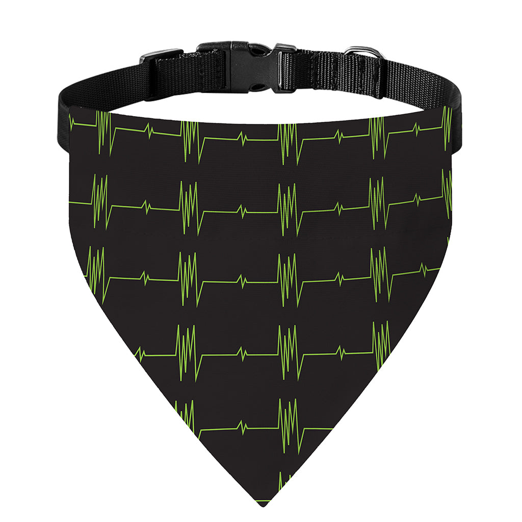 Green Heartbeat Pattern Print Over The Collar Dog Bandana