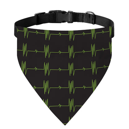 Green Heartbeat Pattern Print Over The Collar Dog Bandana