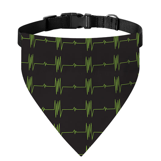 Green Heartbeat Pattern Print Over The Collar Dog Bandana