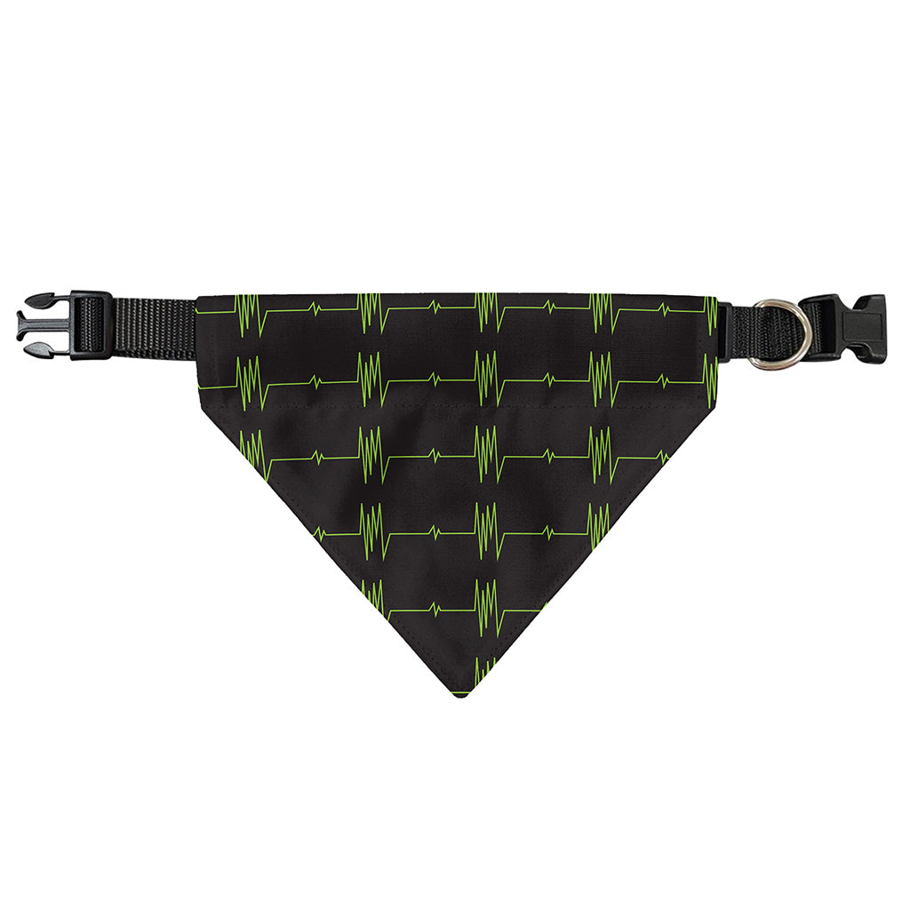 Green Heartbeat Pattern Print Over The Collar Dog Bandana
