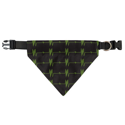Green Heartbeat Pattern Print Over The Collar Dog Bandana