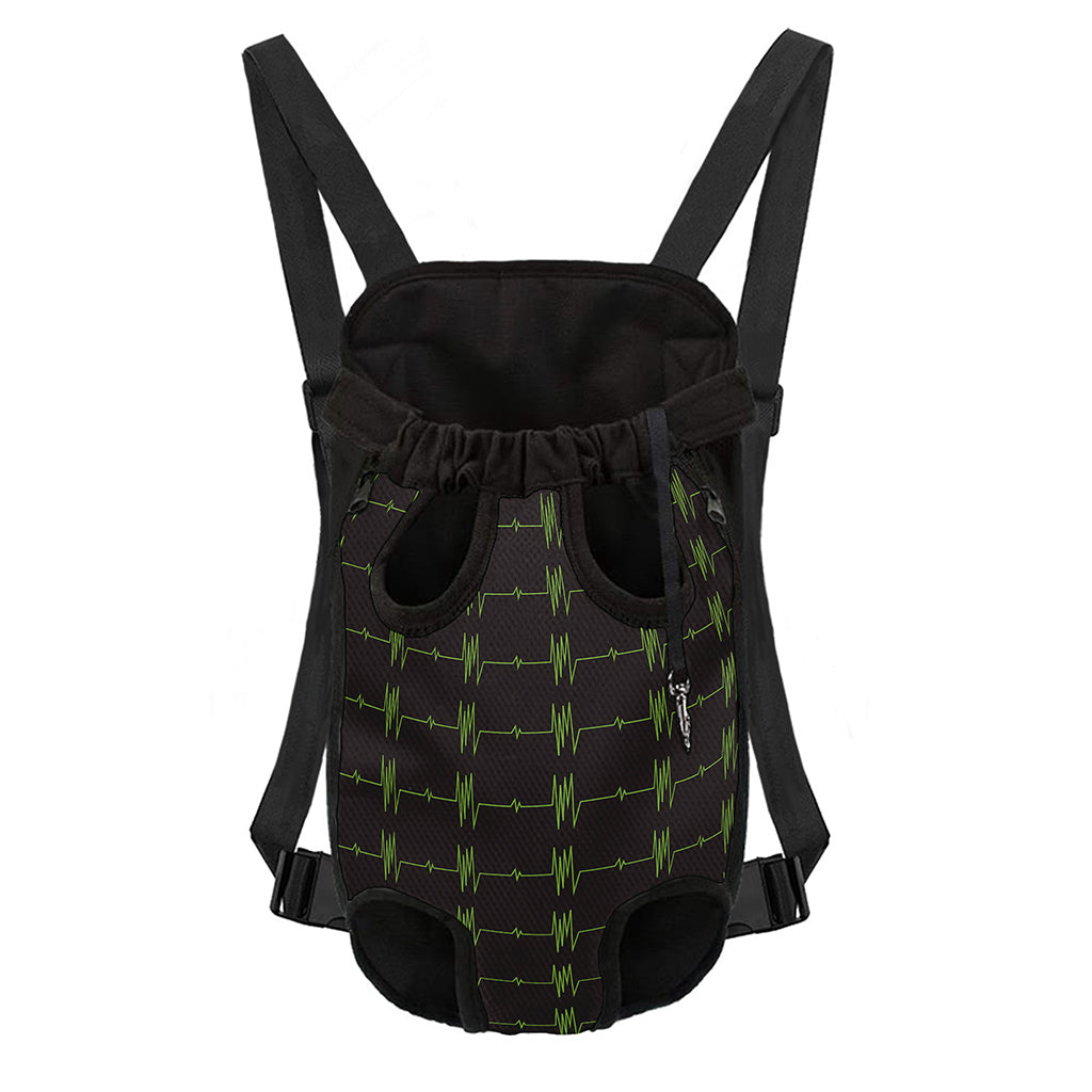 Green Heartbeat Pattern Print Pet Carrier Backpack