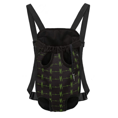 Green Heartbeat Pattern Print Pet Carrier Backpack