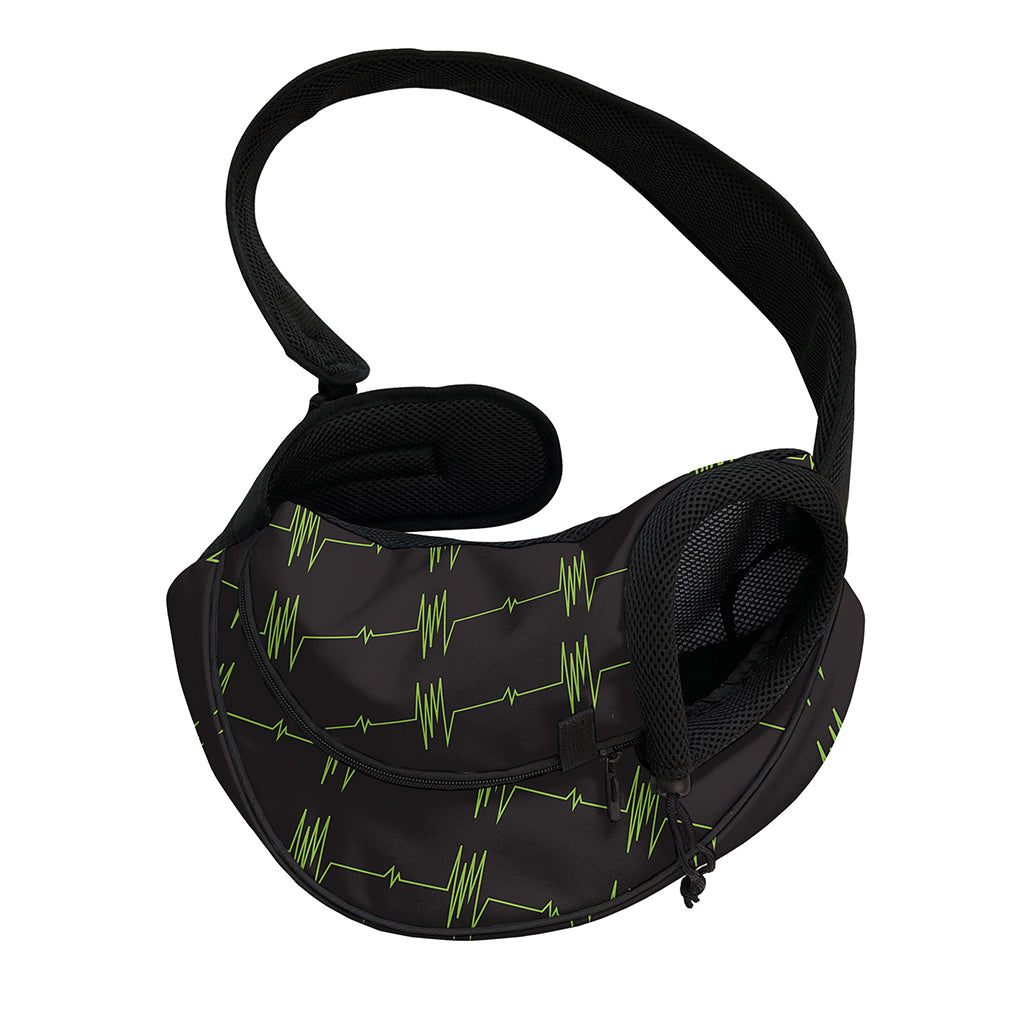 Green Heartbeat Pattern Print Pet Sling Carrier