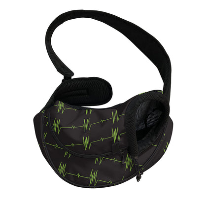 Green Heartbeat Pattern Print Pet Sling Carrier