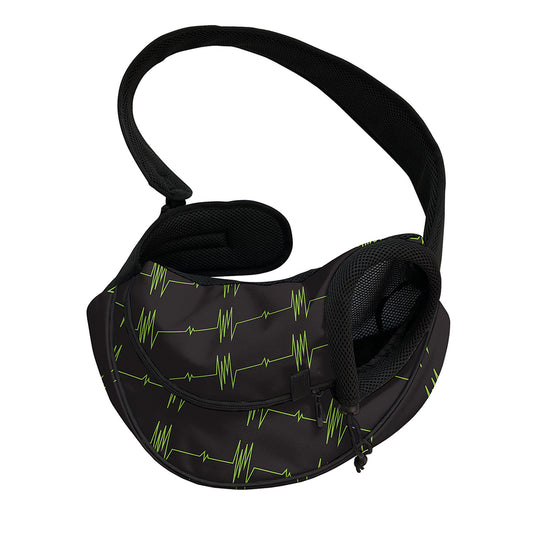 Green Heartbeat Pattern Print Pet Sling Carrier