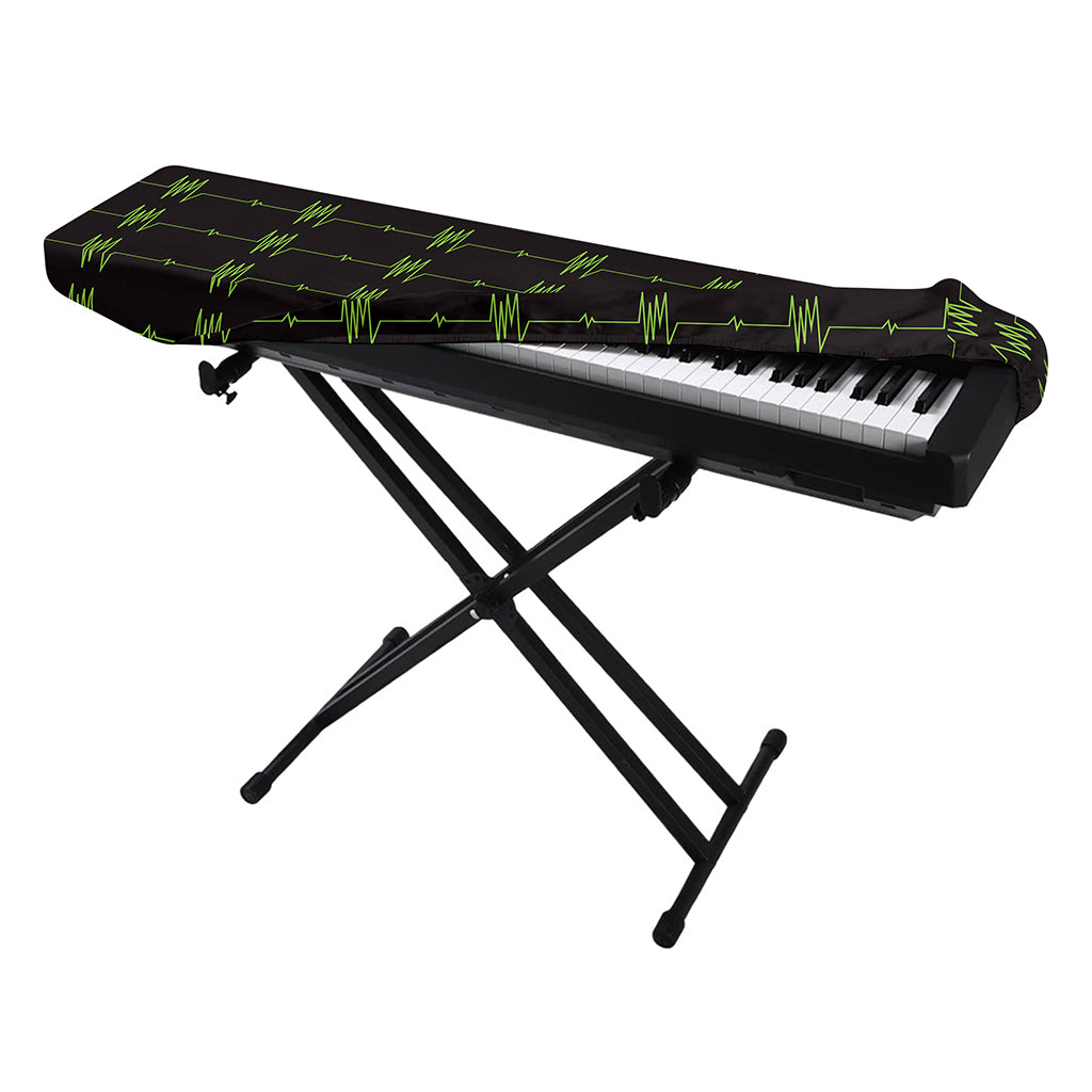 Green Heartbeat Pattern Print Piano Keyboard Cover