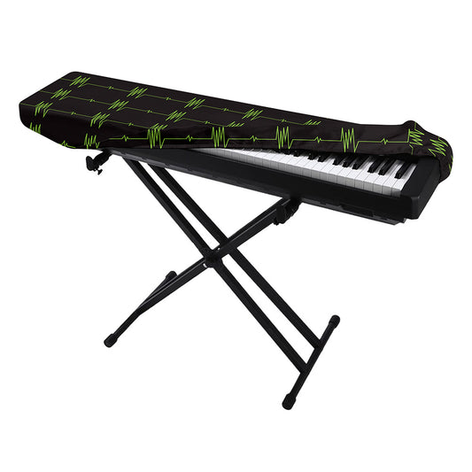 Green Heartbeat Pattern Print Piano Keyboard Cover
