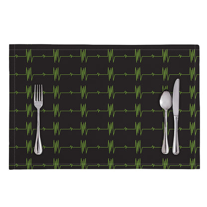 Green Heartbeat Pattern Print Placemat