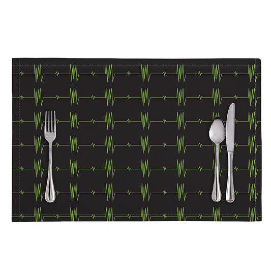 Green Heartbeat Pattern Print Placemat
