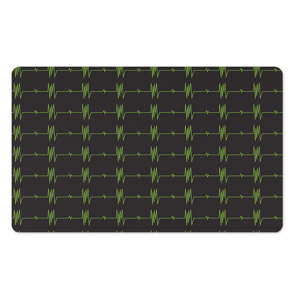 Green Heartbeat Pattern Print Polyester Doormat