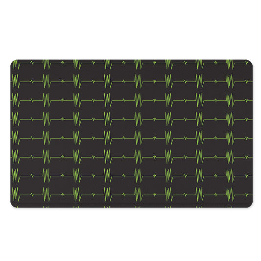 Green Heartbeat Pattern Print Polyester Doormat