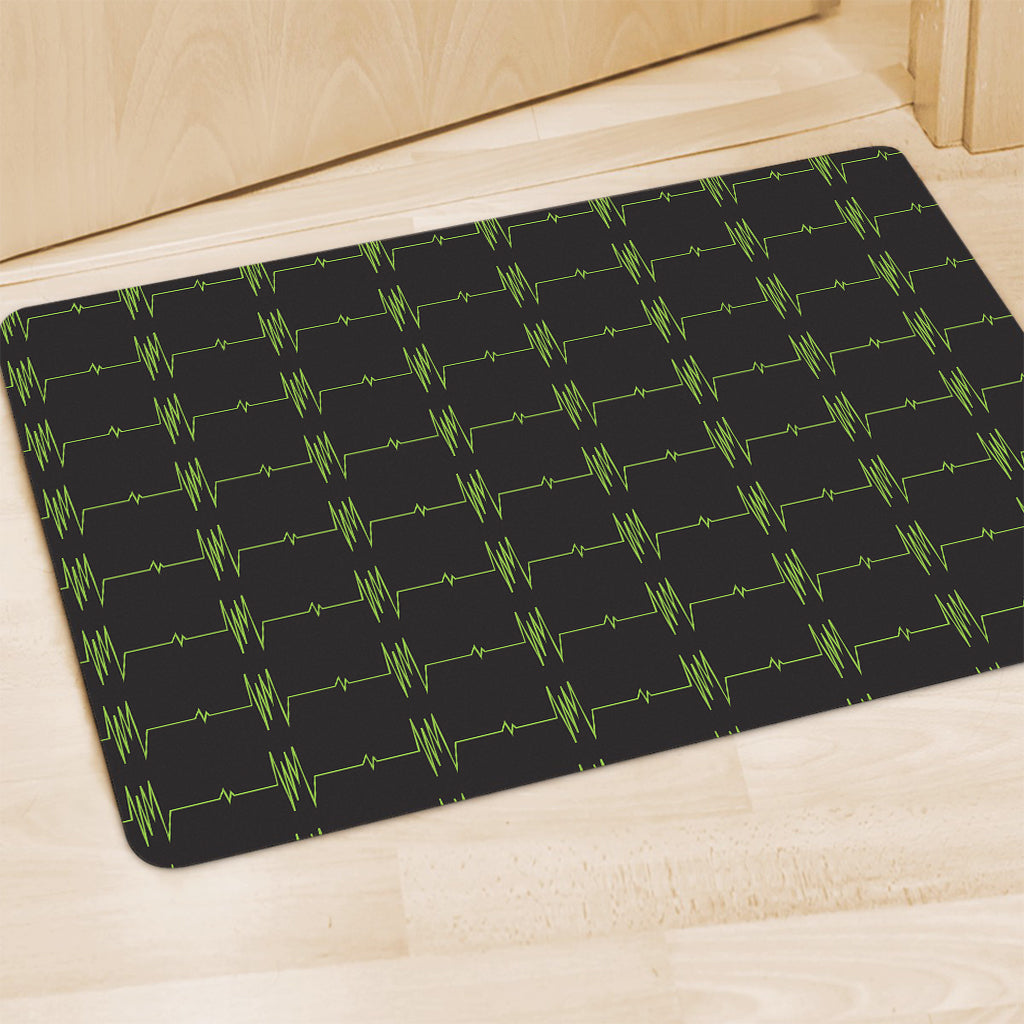 Green Heartbeat Pattern Print Polyester Doormat