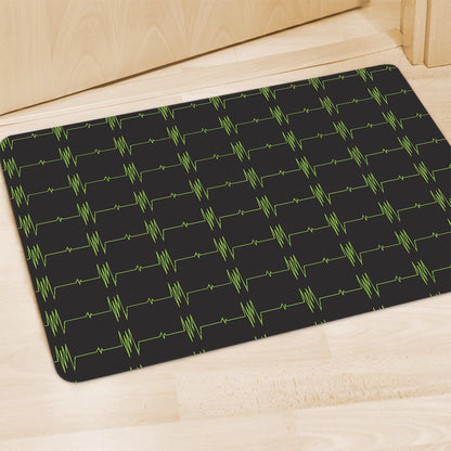 Green Heartbeat Pattern Print Polyester Doormat