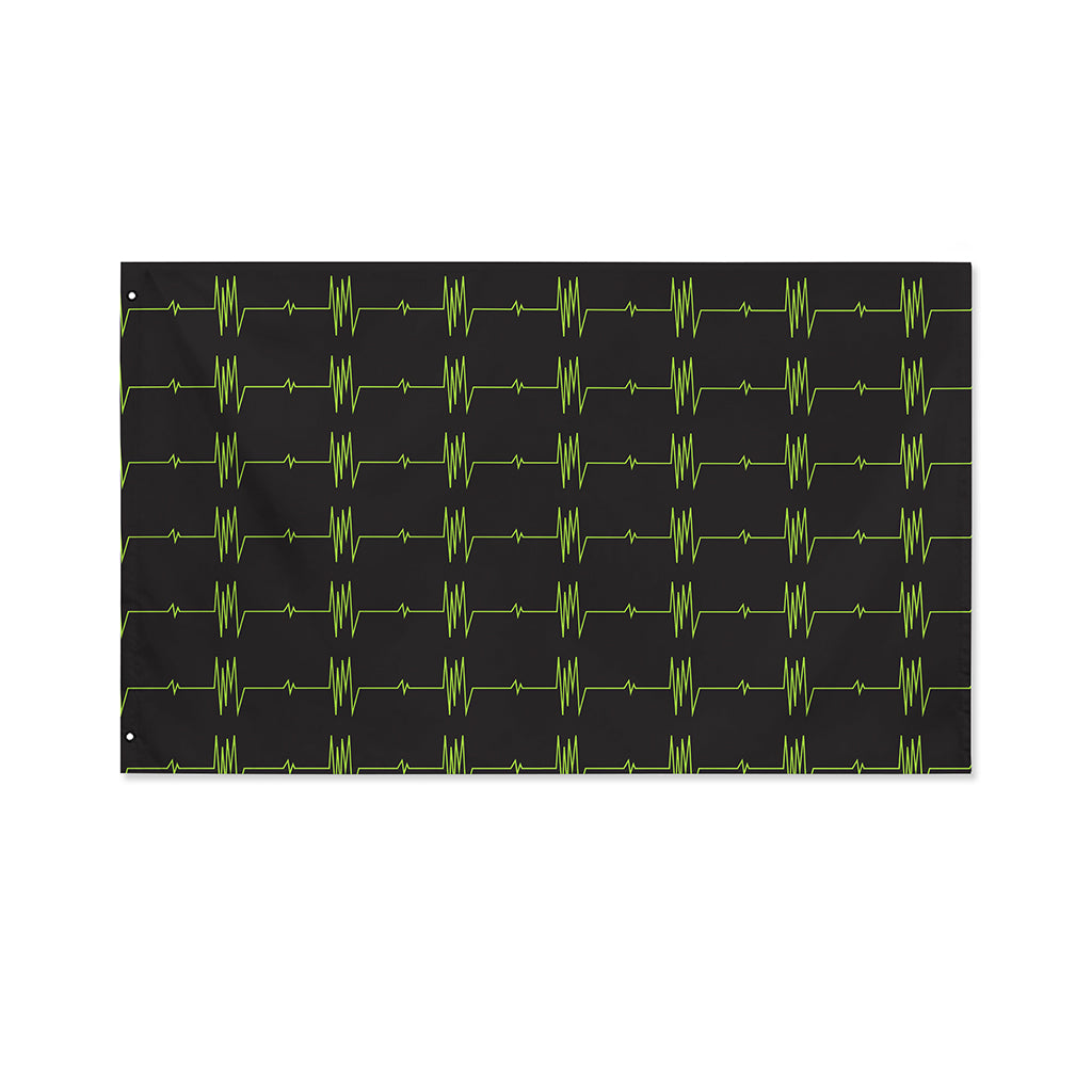 Green Heartbeat Pattern Print Polyester Flag