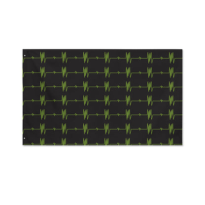 Green Heartbeat Pattern Print Polyester Flag