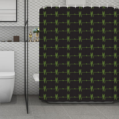 Green Heartbeat Pattern Print Polyester Shower Curtain