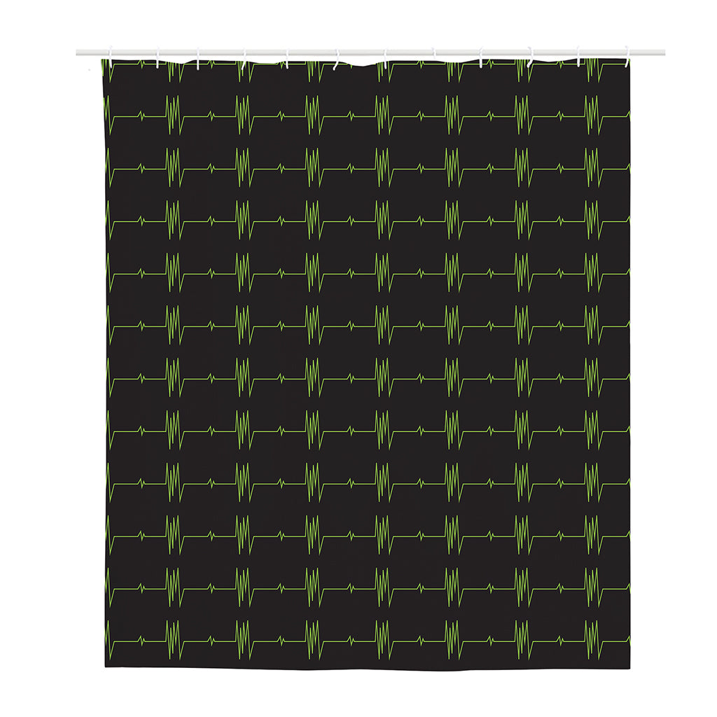 Green Heartbeat Pattern Print Polyester Shower Curtain
