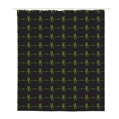 Green Heartbeat Pattern Print Polyester Shower Curtain