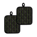 Green Heartbeat Pattern Print Pot Holders