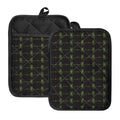 Green Heartbeat Pattern Print Pot Holders With Pocket