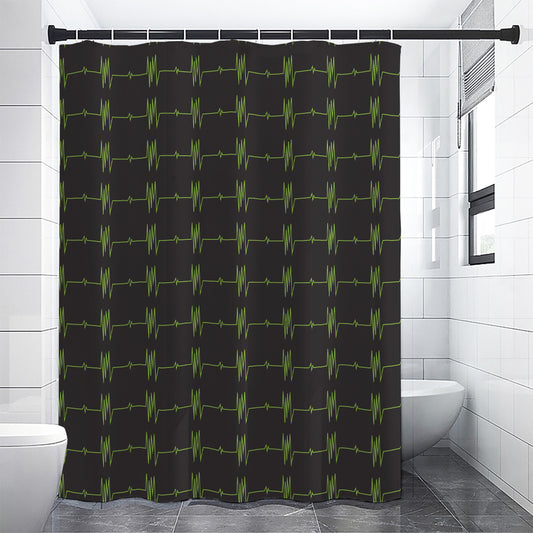 Green Heartbeat Pattern Print Premium Shower Curtain